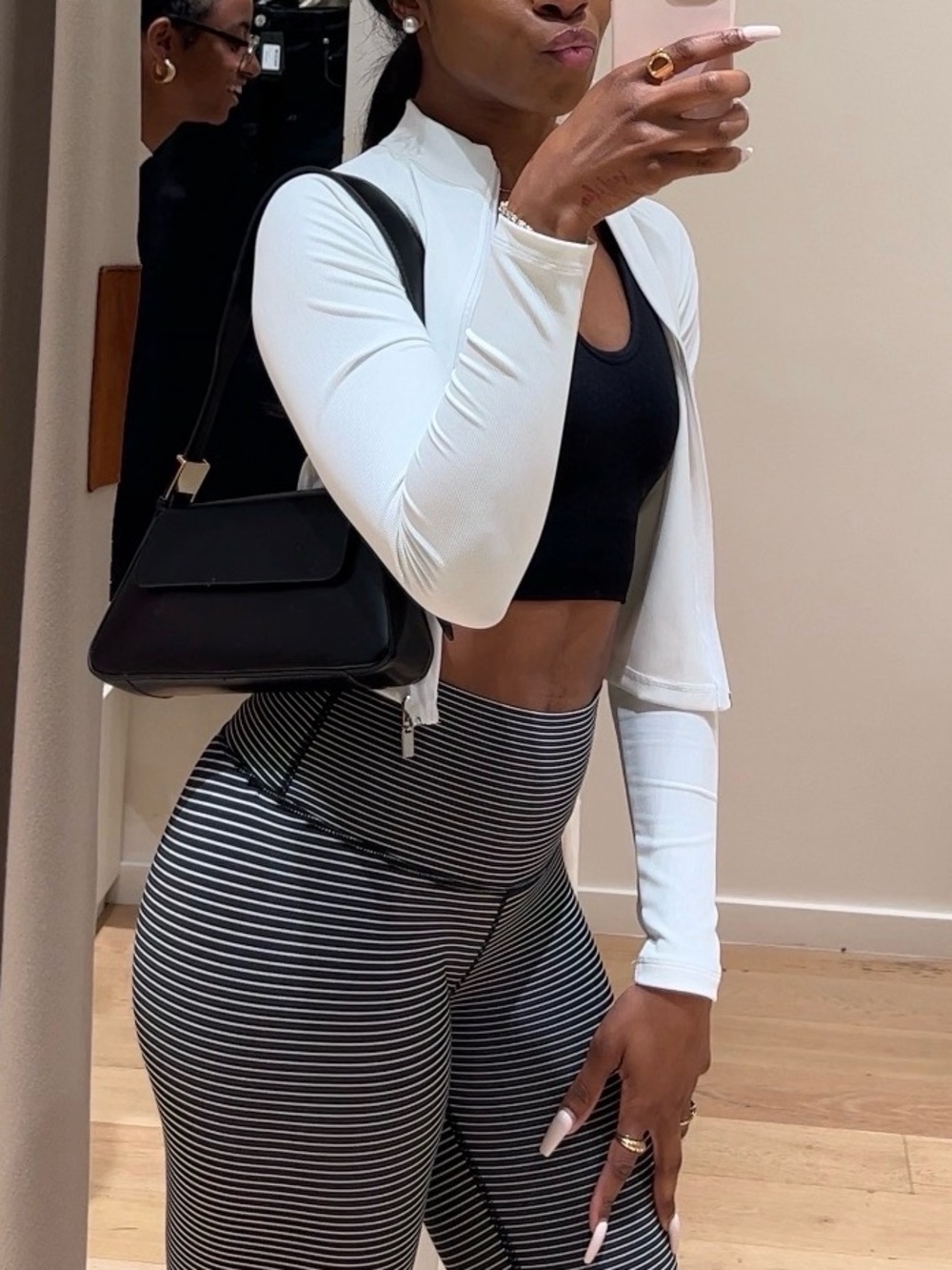 Women’s Cream Zip-Front Athletic Jacket